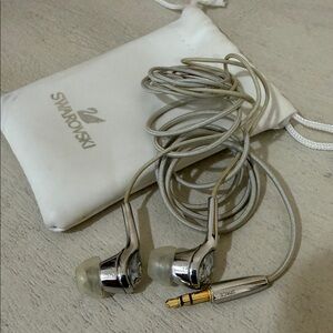 Swarovski Silver Earphones with stone Accents